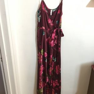 Floral Silk Faux Wrap Dress - image 1